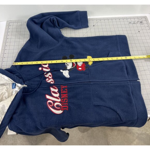 Vintage Disney Classic Mickey Fleece Jacket w/ Hood Women’s Sz. L Blue & White - Picture 12 of 13